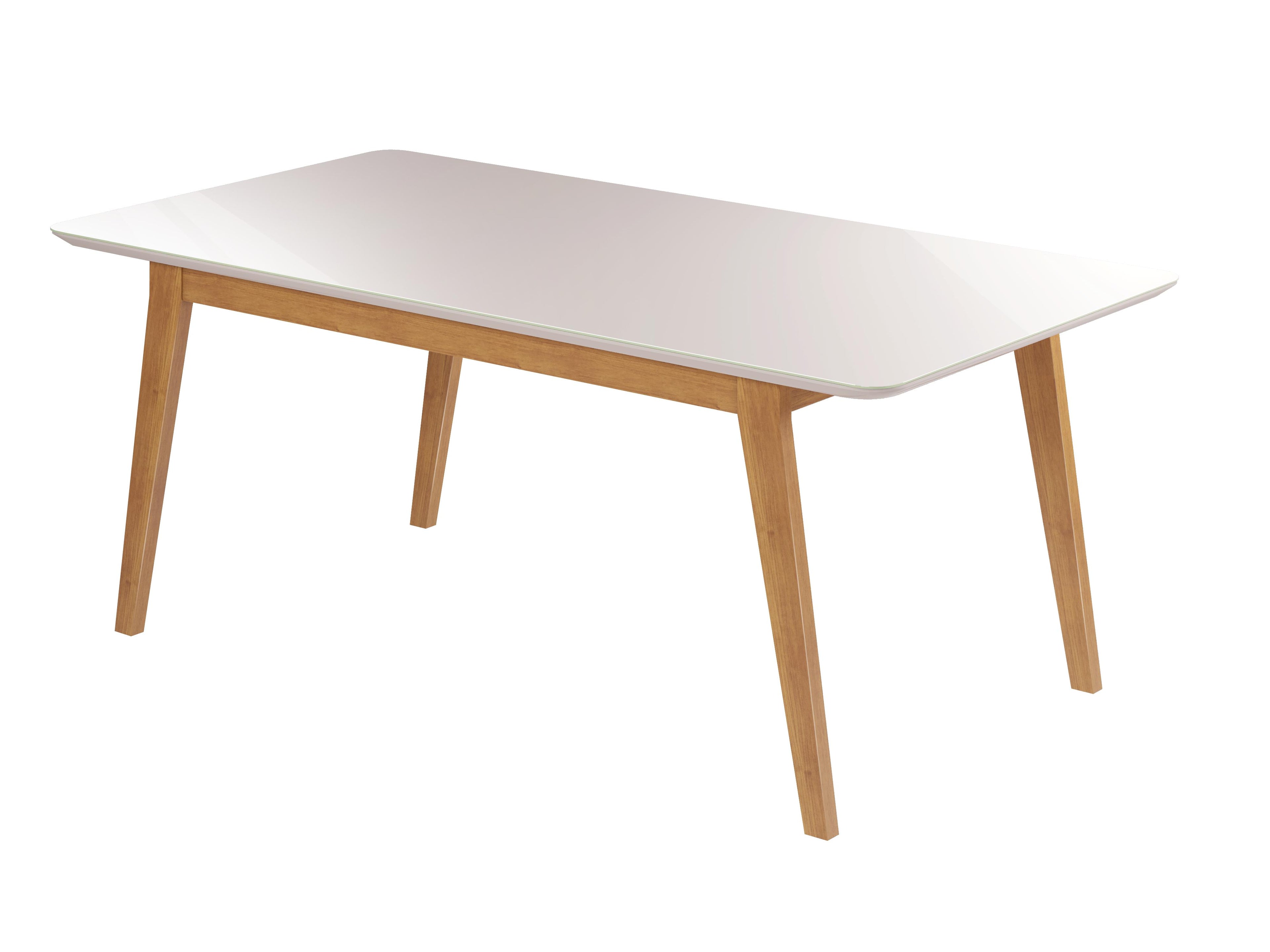 Mesa de Jantar Lorena 120x80 MDF Tampo em VIdro Off/White