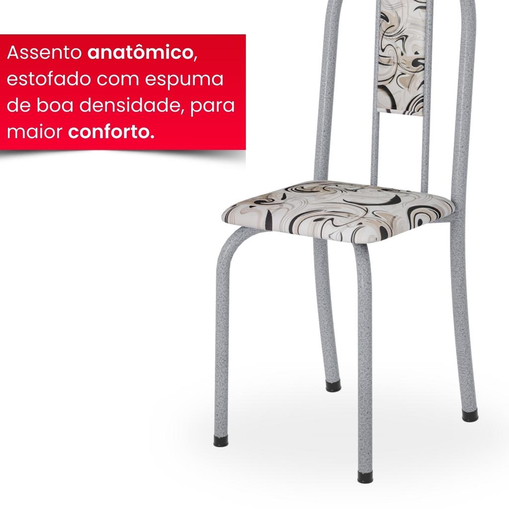 Conjunto de Mesa Tubular Mart Pérola 4 Cadeiras 100x60cm – Tampo Granito Topázio | Isabel 020