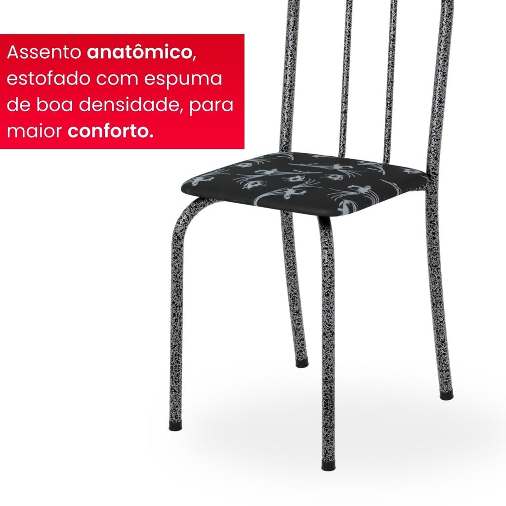 Conjunto de Mesa Analy com 4 Cadeiras | Tampo Granito Topázio 70x70cm | Mart Prata