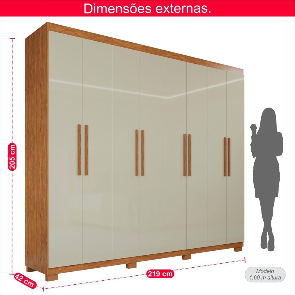 Guarda-Roupa Casal 100% MDF 8 Portas e 4 Gavetas Heros