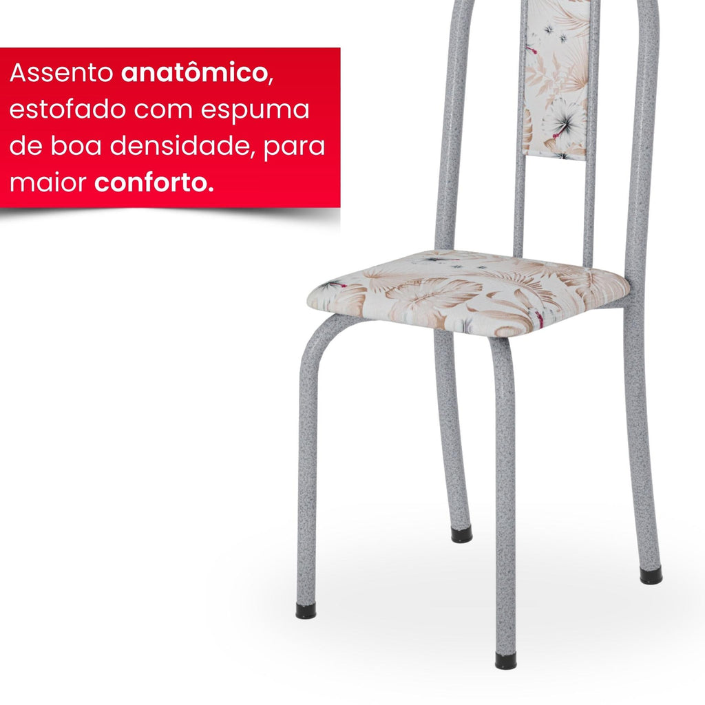 Kit 6 Cadeiras Isabel Pérola Botanic Bege | Aço | Estofadas
