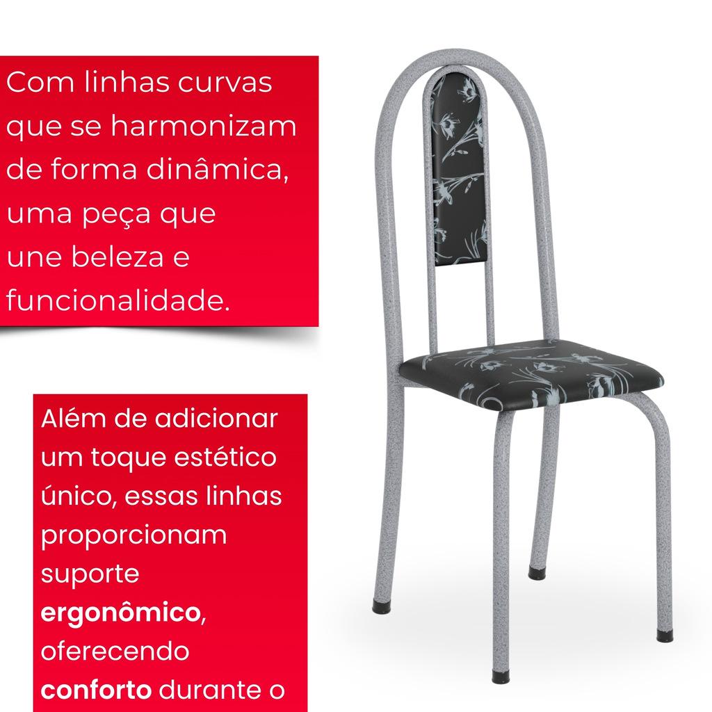 Conjunto de Mesa Tubular Mart Pérola 4 Cadeiras 100x60cm – Tampo Granito Topázio | Isabel 020