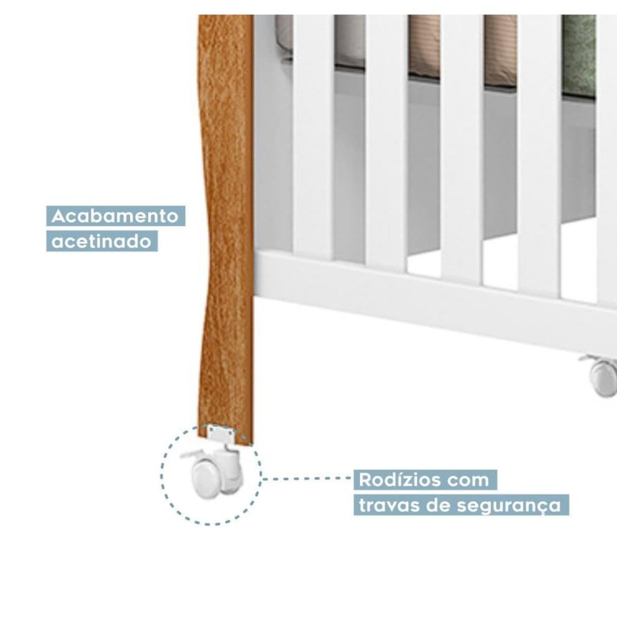 Mini Berço Americano 3 em 1 | Berço, Cama e Sofá | MDF | Branco/Cinamomo