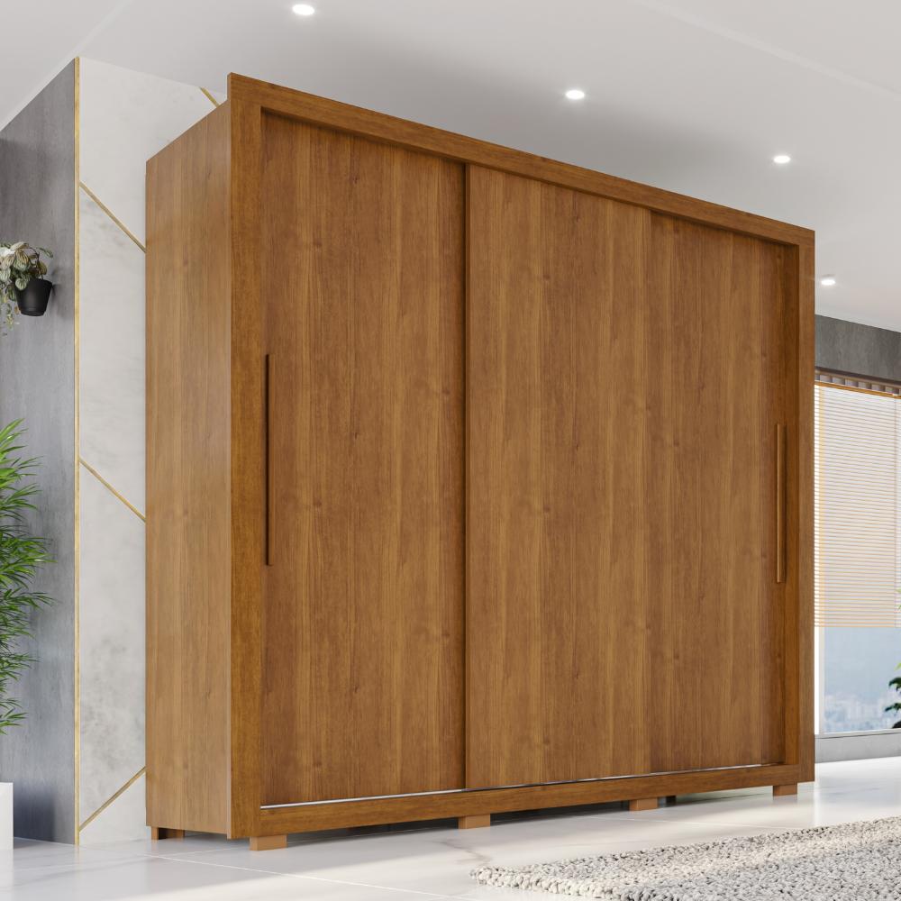 Guarda-Roupa Casal Luna  3 Portas de Correr 4 Gavetas
