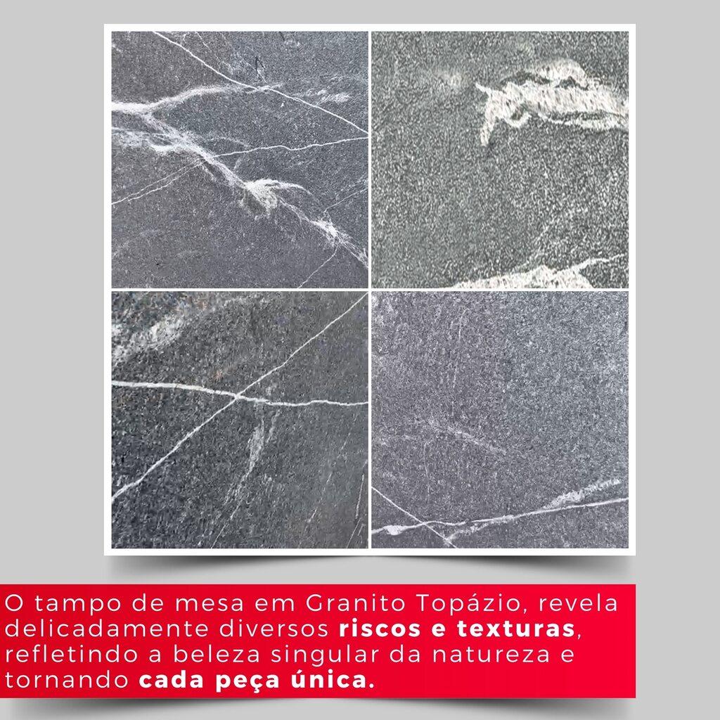 Conjunto de Mesa com 6 Cadeiras Brenda 010 | Tampo Granito Topázio 140x75cm | Mart Pérola