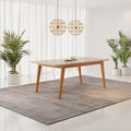 Mesa de Jantar Lorena 180x90 MDF Tampo em Vidro Off/White