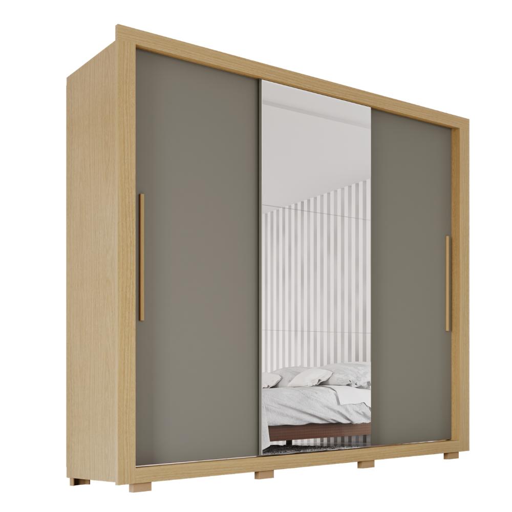 Guarda-Roupa Casal Luna 3 Portas de Correr 4 Gavetas com Espelho