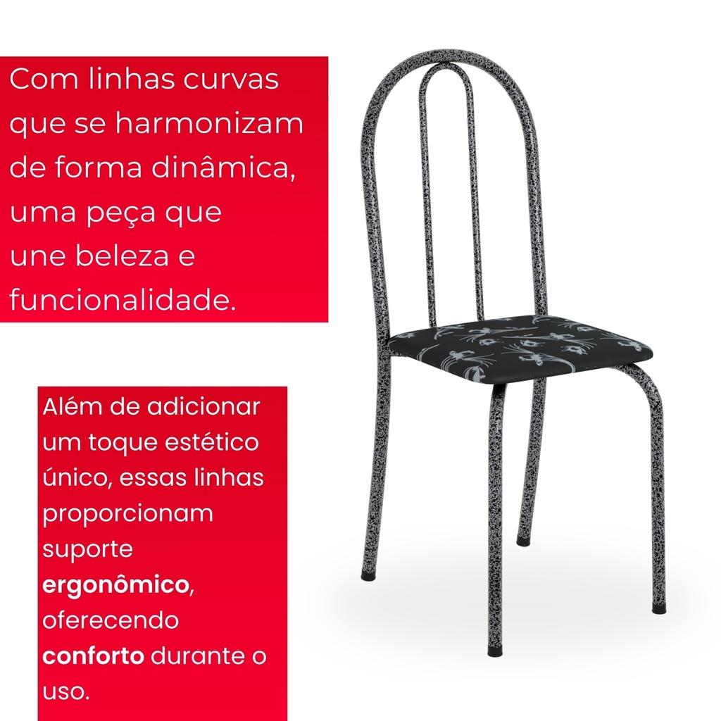 Conjunto de Mesa Analy com 4 Cadeiras | Tampo Granito Topázio 70x70cm | Mart Prata