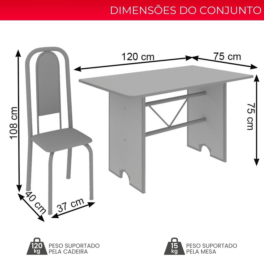 Conjunto de Mesa Tubular Mart Perola 4 Cadeiras 120x75cm – Tampo Granito Ocre | Letícia 070