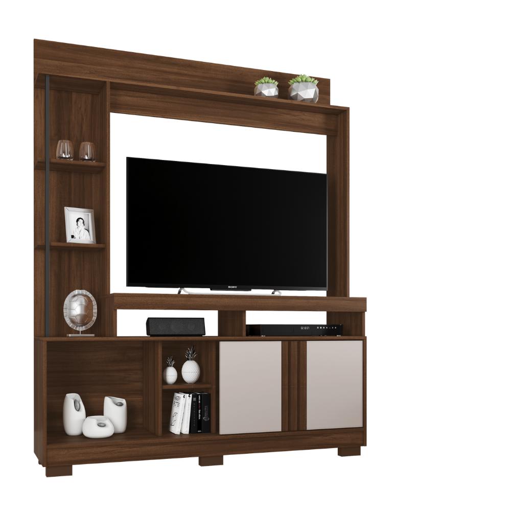Estante Marbella 187cm Painel para TV até 49" com Porta Ripada e Nichos