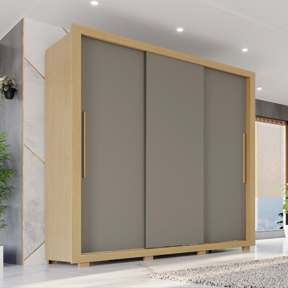 Guarda-Roupa Casal Luna  3 Portas de Correr 4 Gavetas