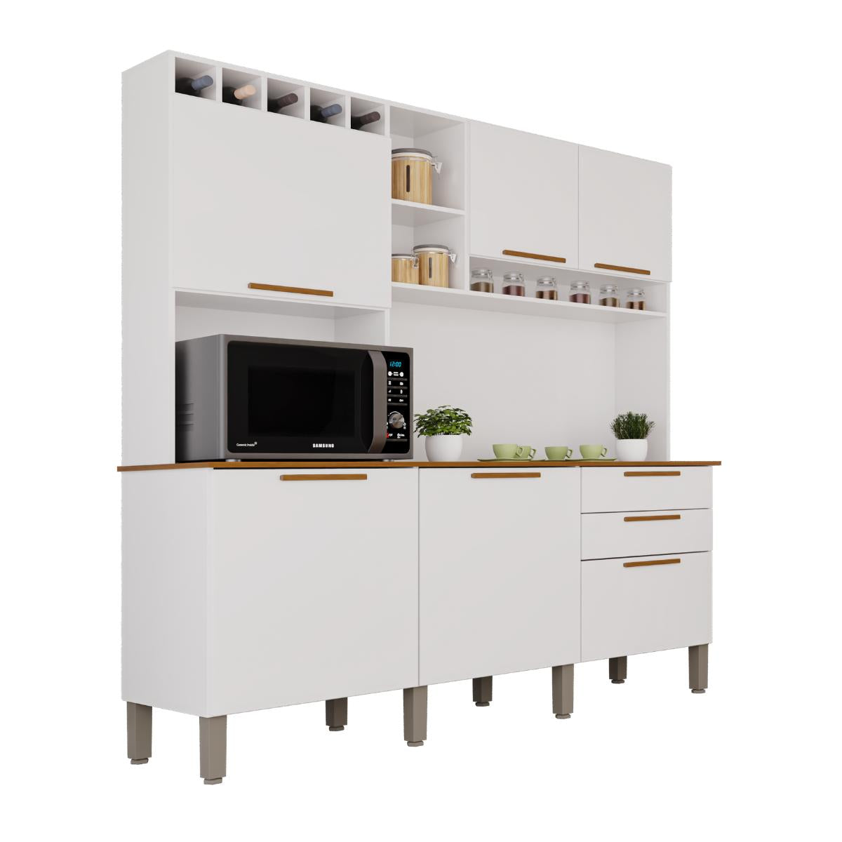 Armário de Cozinha Florença 6 Portas e 2 Gavetas