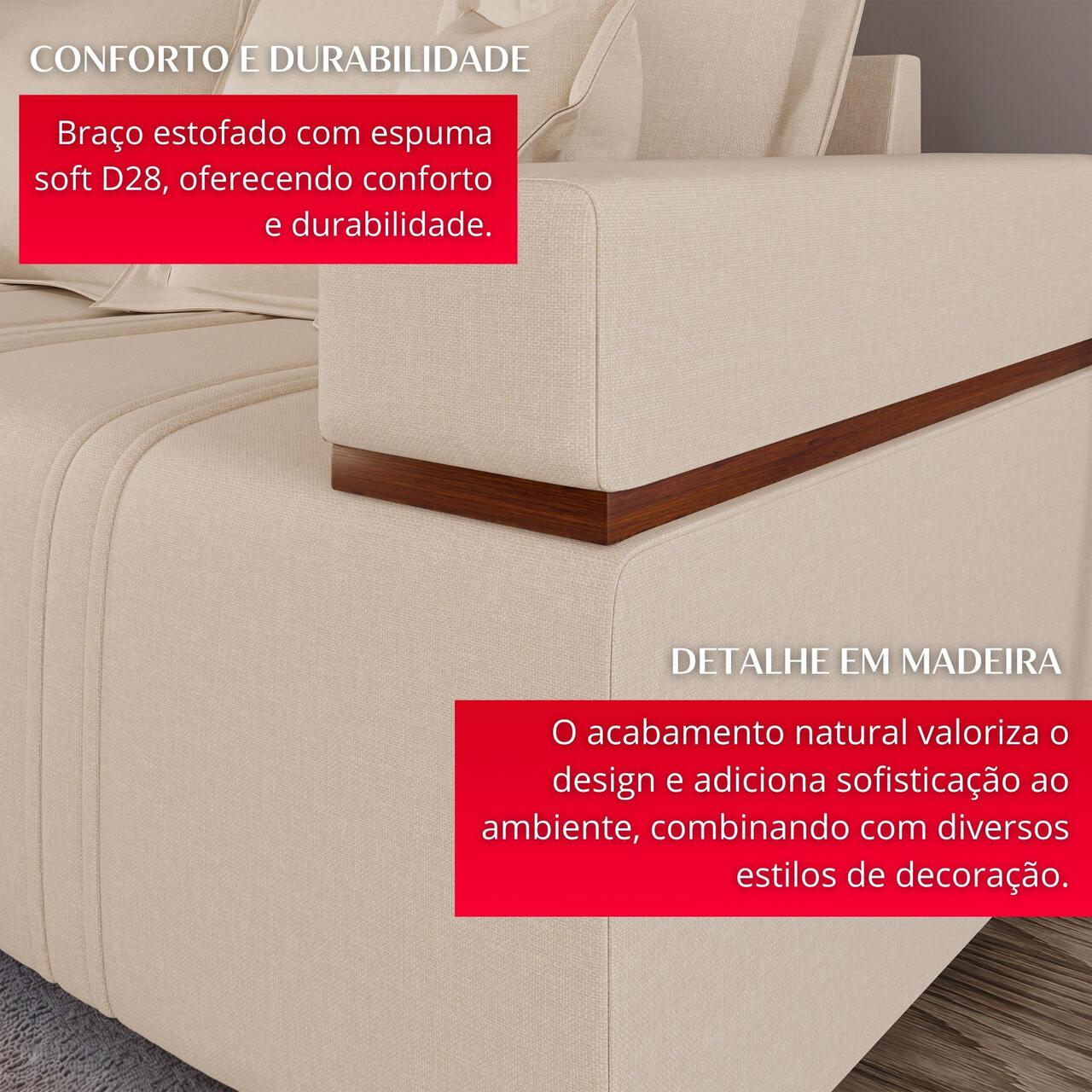 Sofá 2 Lugares Bellagio 2,00m | Revestimento Linho | Bege
