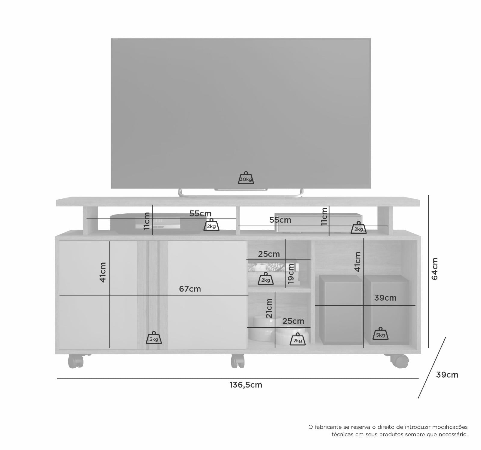 Rack Hermes para TV até 58 Polegadas