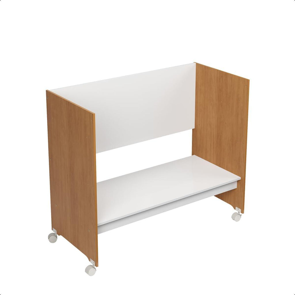 Mini Berço Maya | MDF | Rodízios Incluídos | Suporte para Mosquiteiro | Branco e Cinamomo