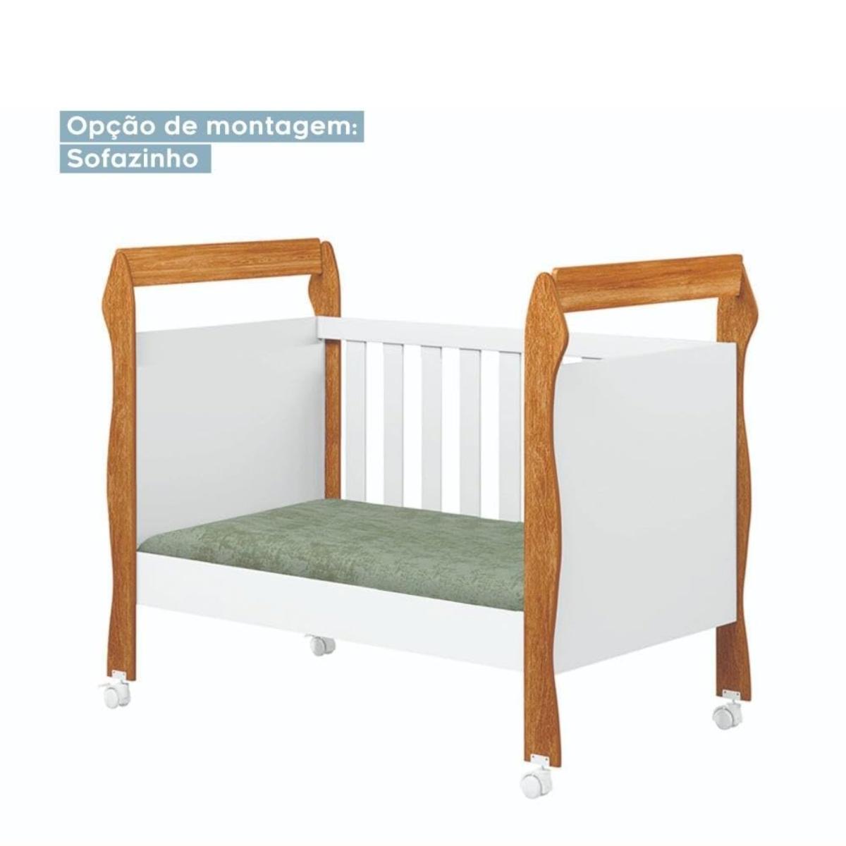 Mini Berço Americano 3 em 1 | Berço, Cama e Sofá | MDF | Branco/Cinamomo