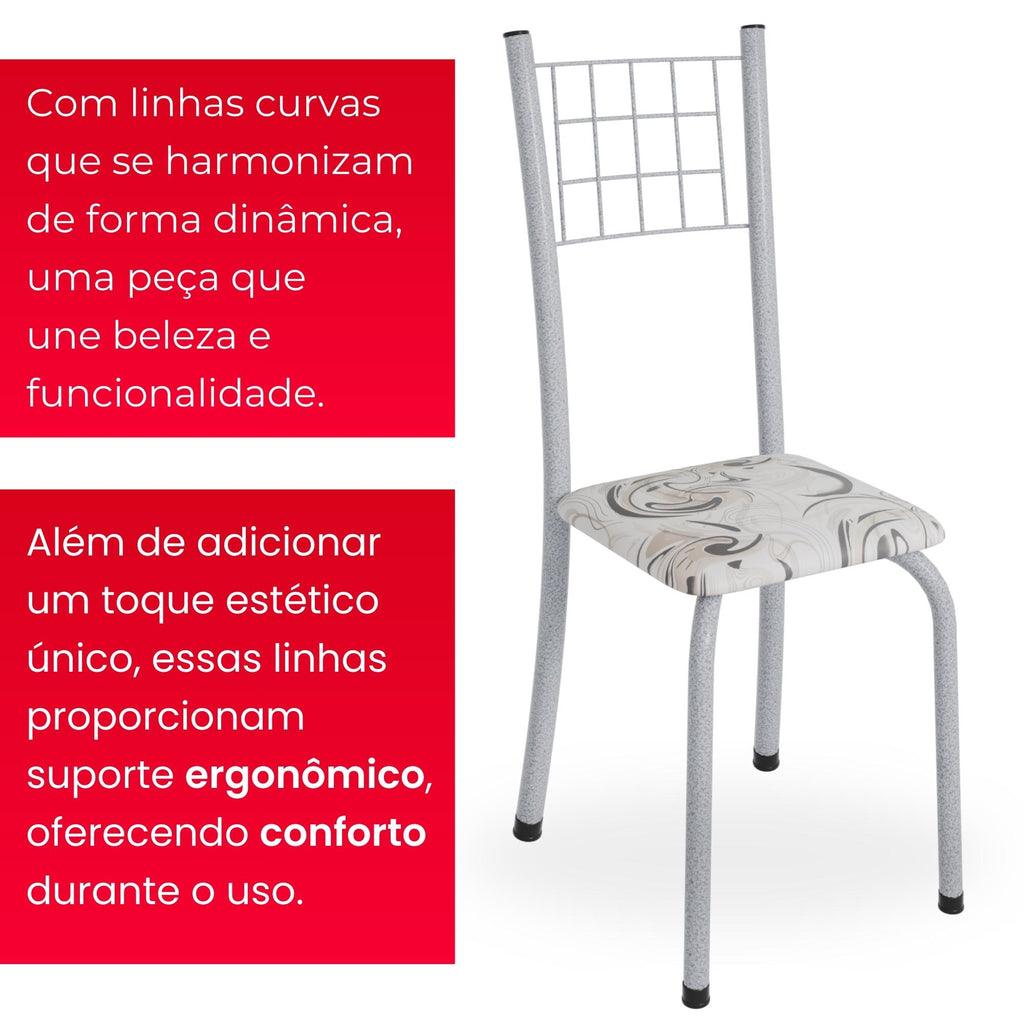 Kit 6 Cadeiras Mel | Aço + Assento Estofado Couríssimo | Até 120kg