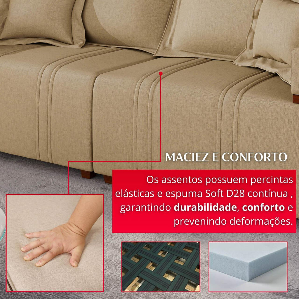Sofá 2 Lugares Bellagio 2,00m | Revestimento Linho | Castor