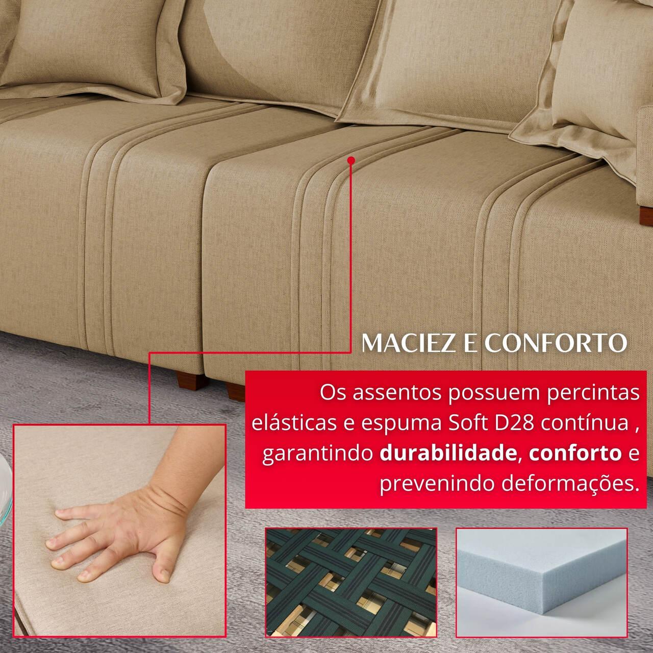 Sofá 2 Lugares Bellagio 2,00m | Revestimento Linho | Castor