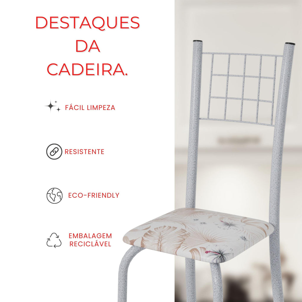 Kit 6 Cadeiras Mel | Aço + Assento Estofado Couríssimo | Até 120kg