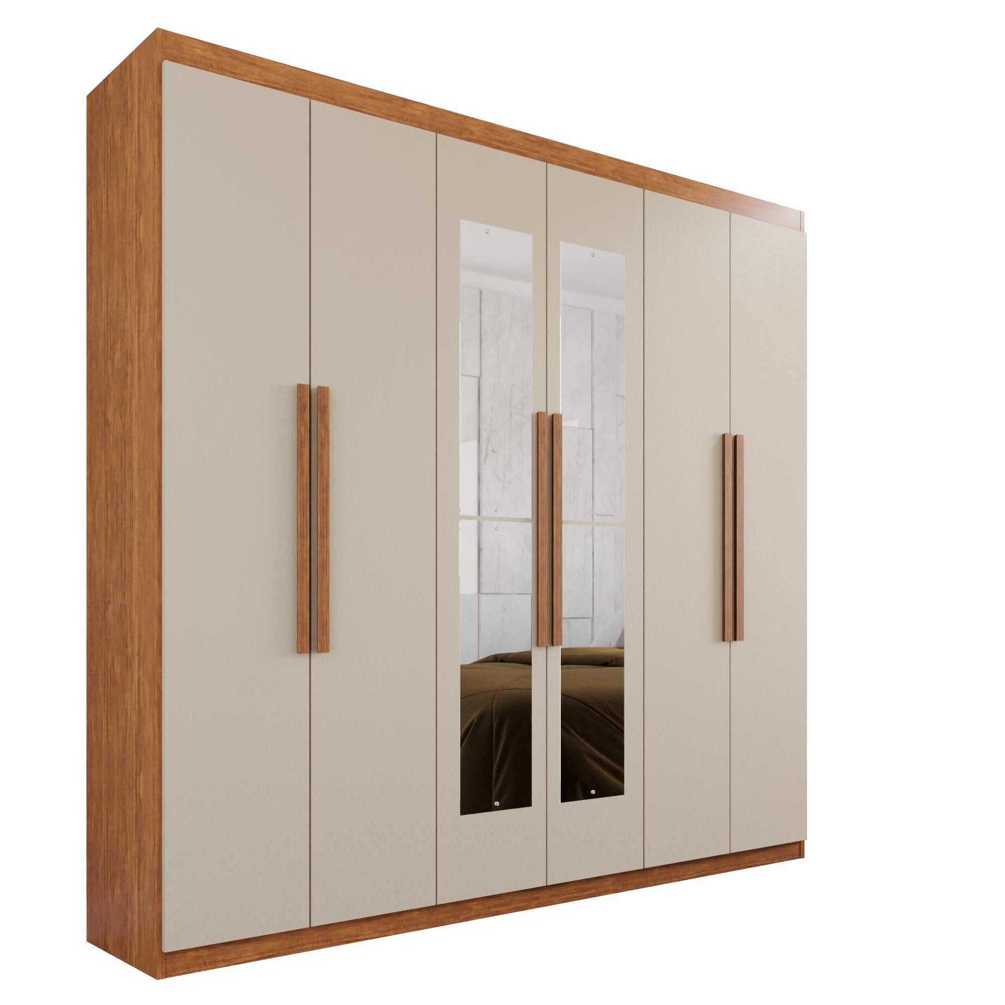 Guarda-Roupa Casal  6 Portas e 4 Gavetas Espanha Com Espelho