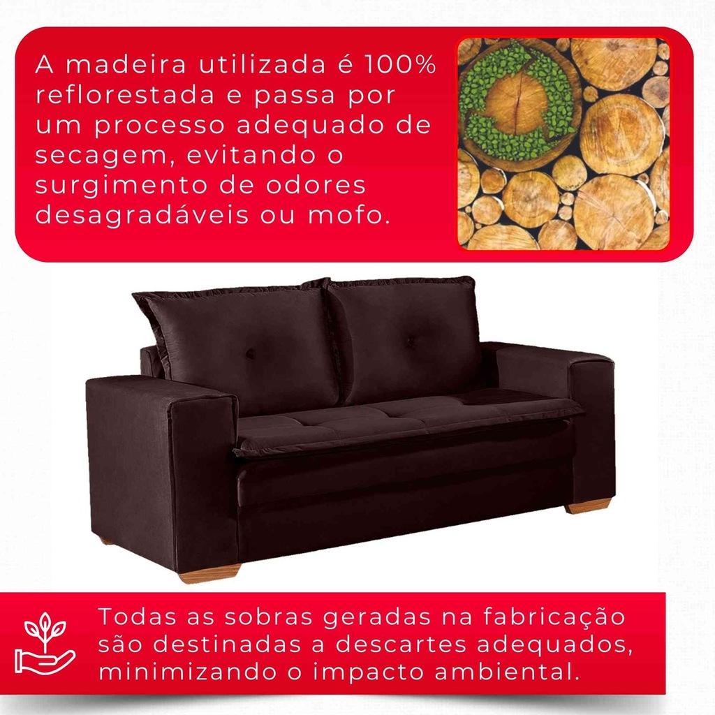 Sofá 2 Lugares Unique 1,60m | Revestimento Suede | Pés de Madeira