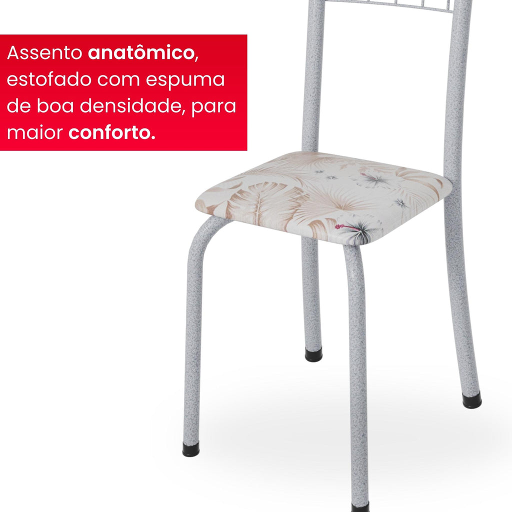 Kit 6 Cadeiras Mel | Aço + Assento Estofado Couríssimo | Até 120kg