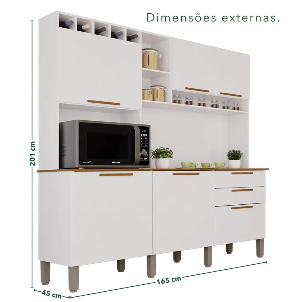 Armário de Cozinha Florença 6 Portas e 2 Gavetas