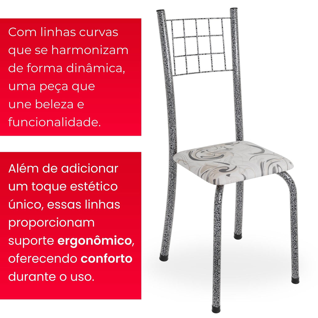 Kit 6 Cadeiras Mel | Aço + Assento Estofado Couríssimo | Até 120kg