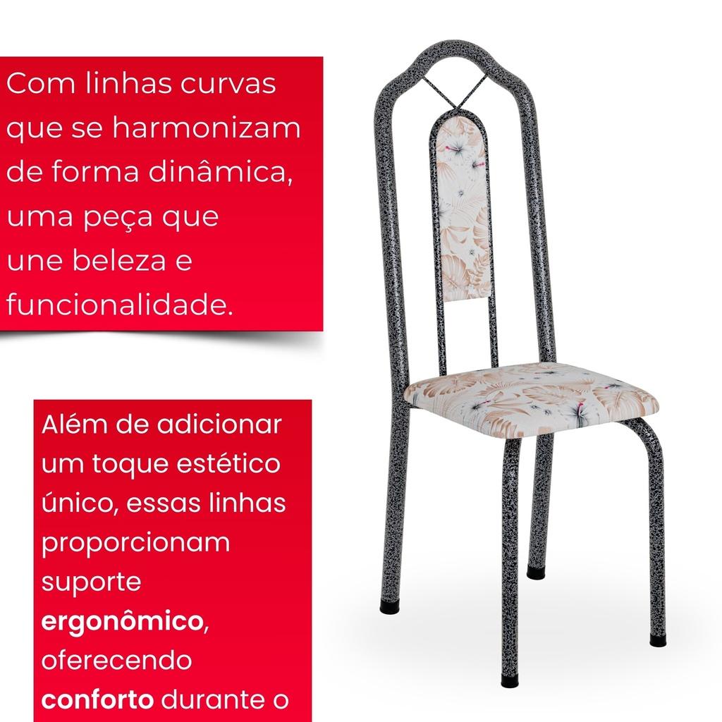 Conjunto de Mesa Brenda com 6 Cadeiras | Tampo Granito Topázio 140x75cm | Mart Prata