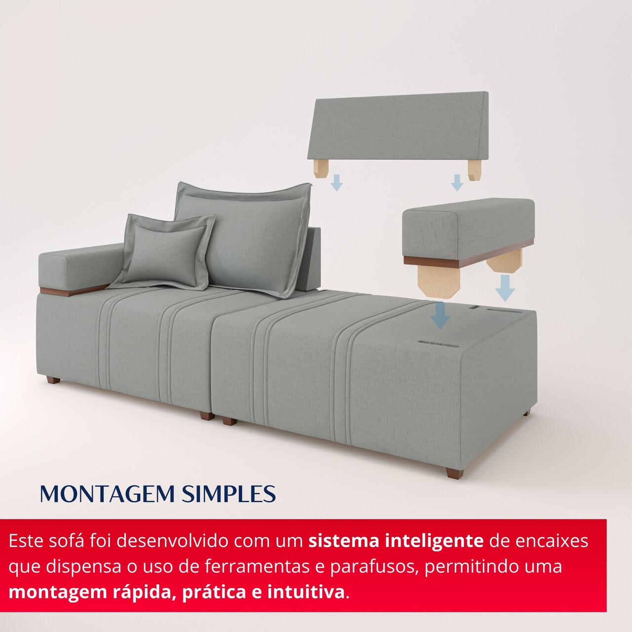 Sofá 2 Lugares Bellagio 2,00m | Revestimento Linho | Cinza