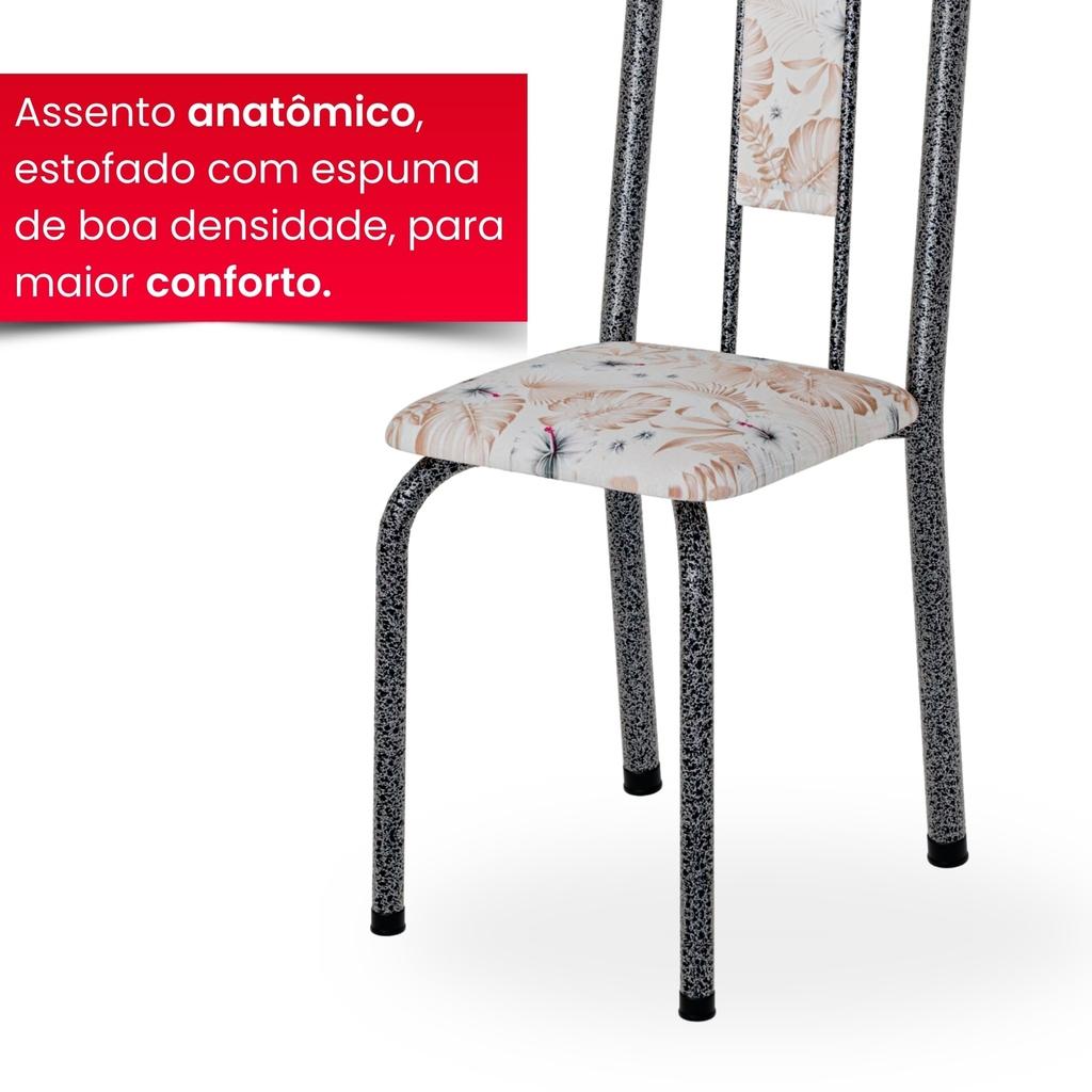 Conjunto de Mesa Tubular Mart Prata 4 Cadeiras 120x75cm – Tampo Granito Topázio | Brenda 010