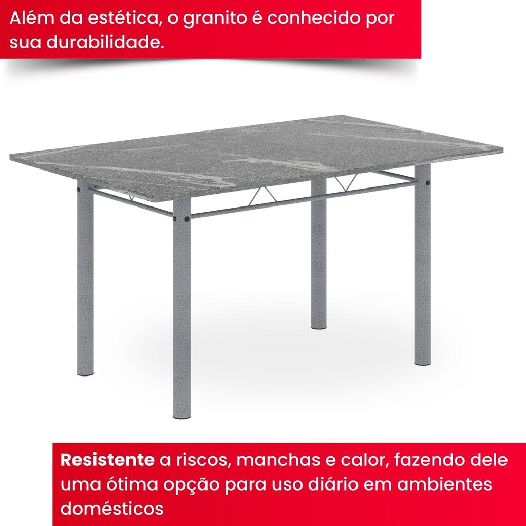 Conjunto de Mesa com 6 Cadeiras Brenda 010 | Tampo Granito Topázio 140x75cm | Mart Pérola