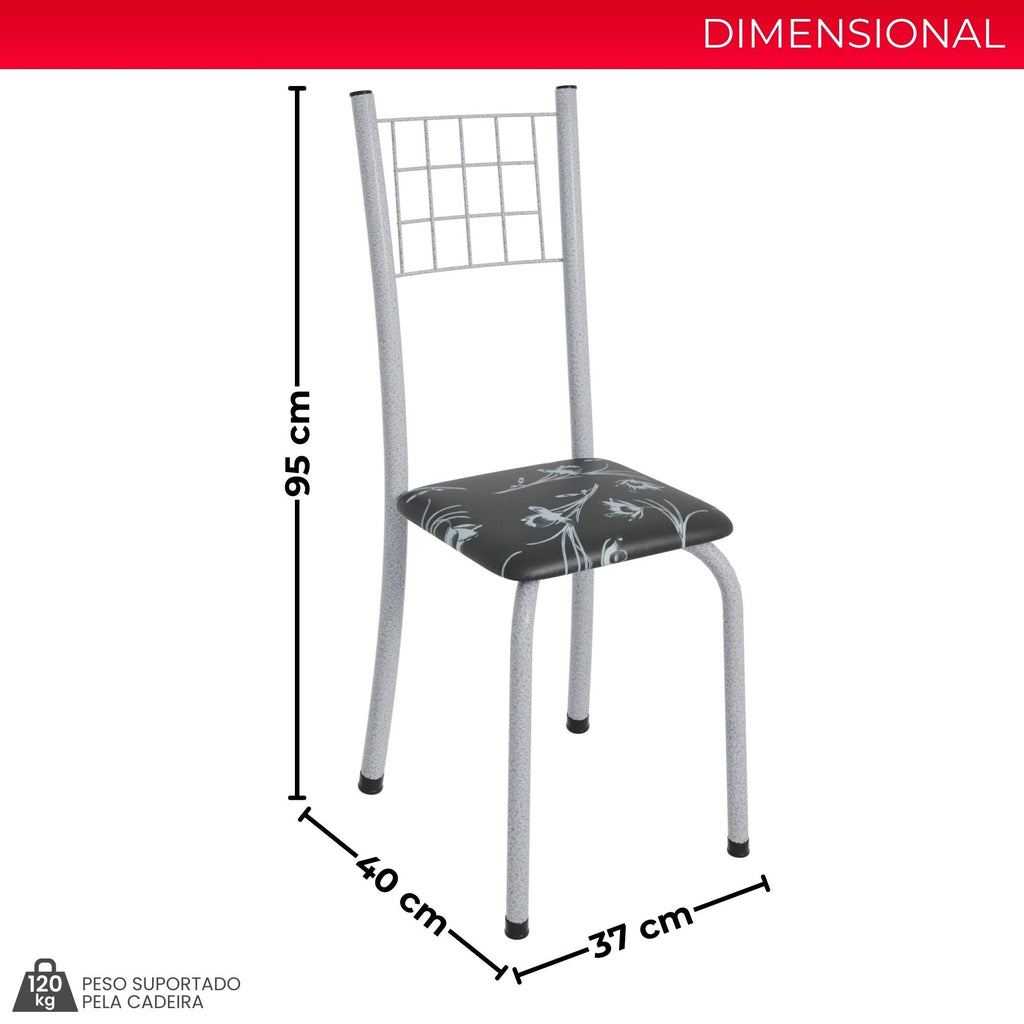 Kit 6 Cadeiras Mel | Aço + Assento Estofado Couríssimo | Até 120kg