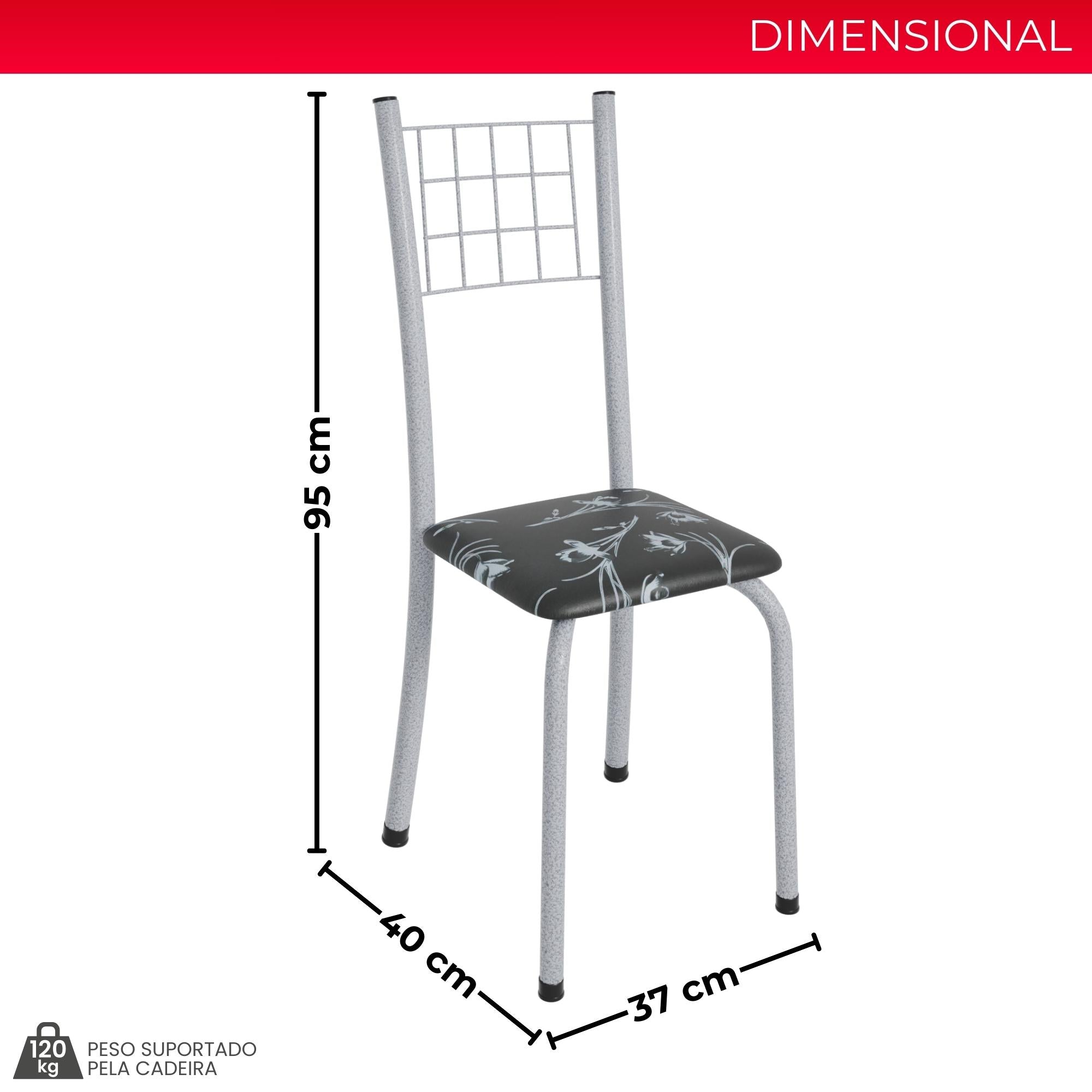 Kit 6 Cadeiras Mel | Aço + Assento Estofado Couríssimo | Até 120kg