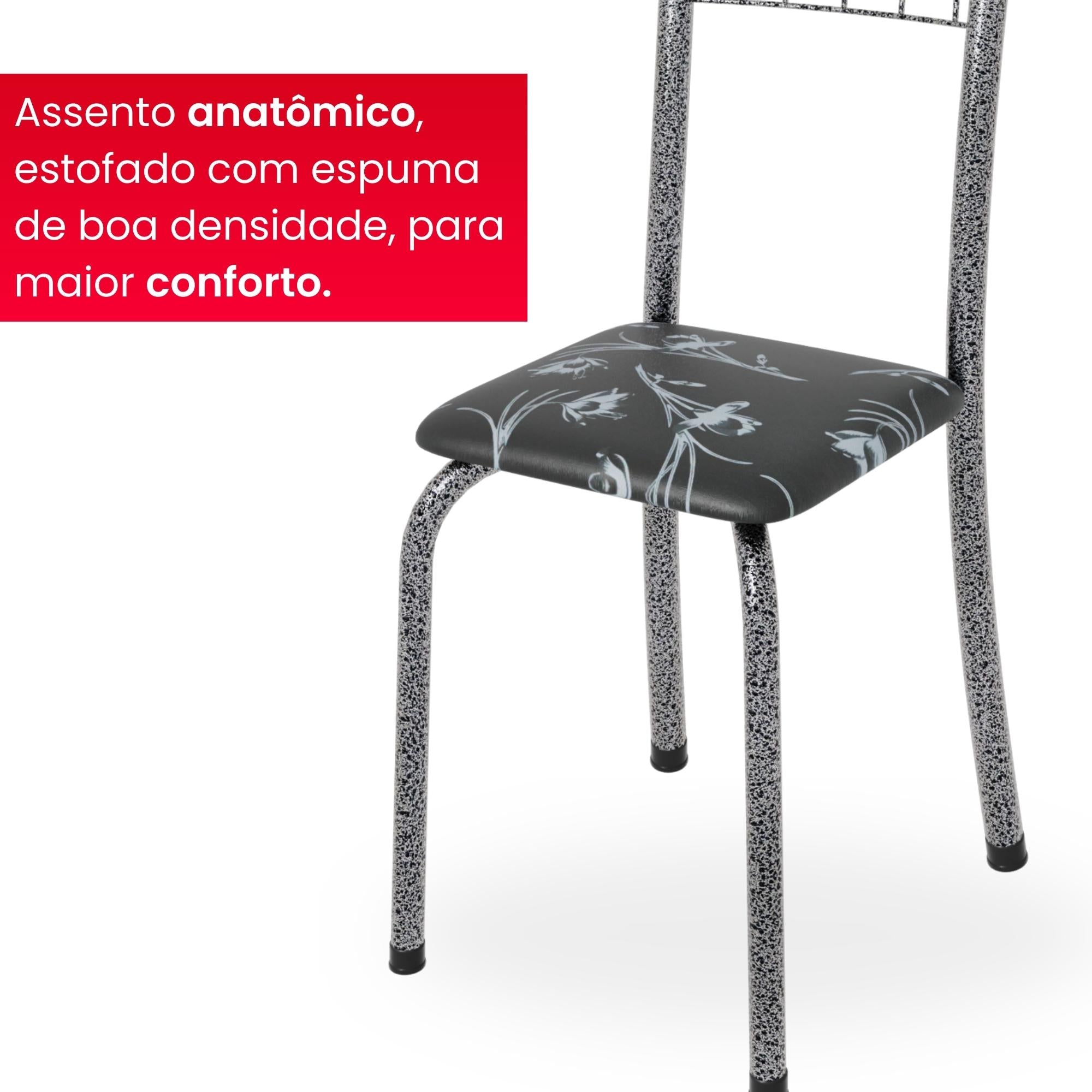 Kit 4 Cadeiras Mel Prata | Aço | Estofadas