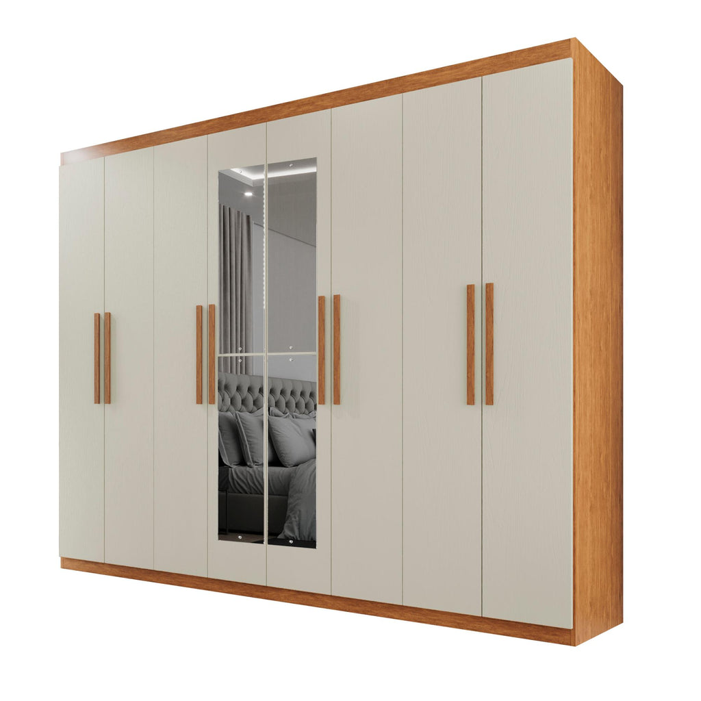 Guarda-Roupa Casal  8 Portas e 4 Gavetas Herrera Com Espelho