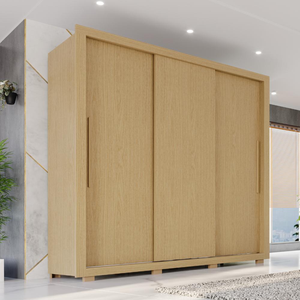 Guarda-Roupa Casal Luna  3 Portas de Correr 4 Gavetas