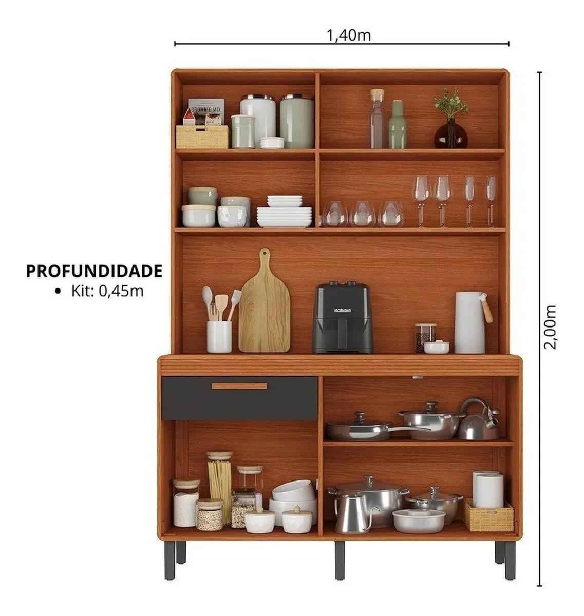 Cozinha Compacta 5 Portas 1 Gaveta 140cm Com Nicho Dunas - Itatiaia