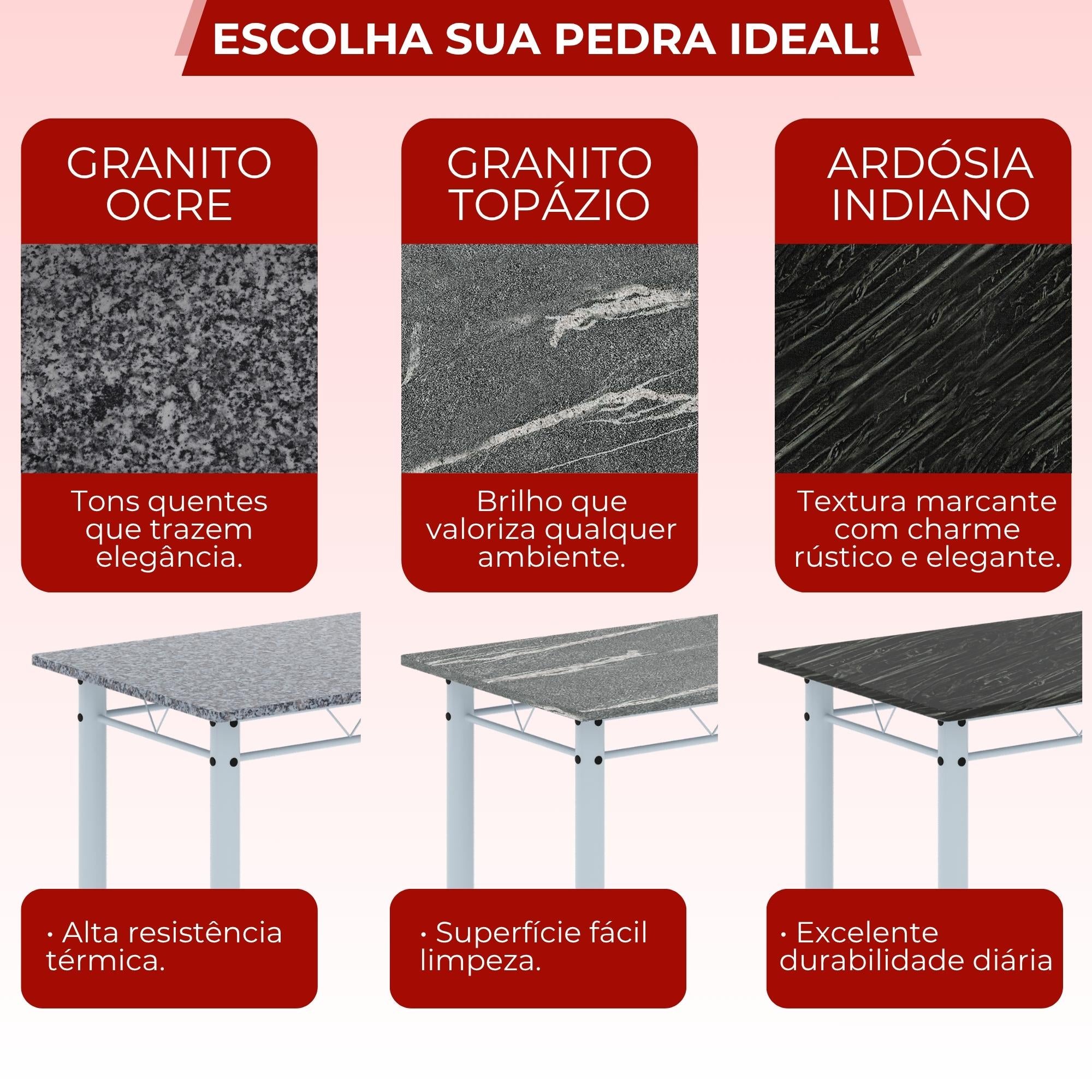 Mesa 070 Leticia - Granito Topázio 140x75cm