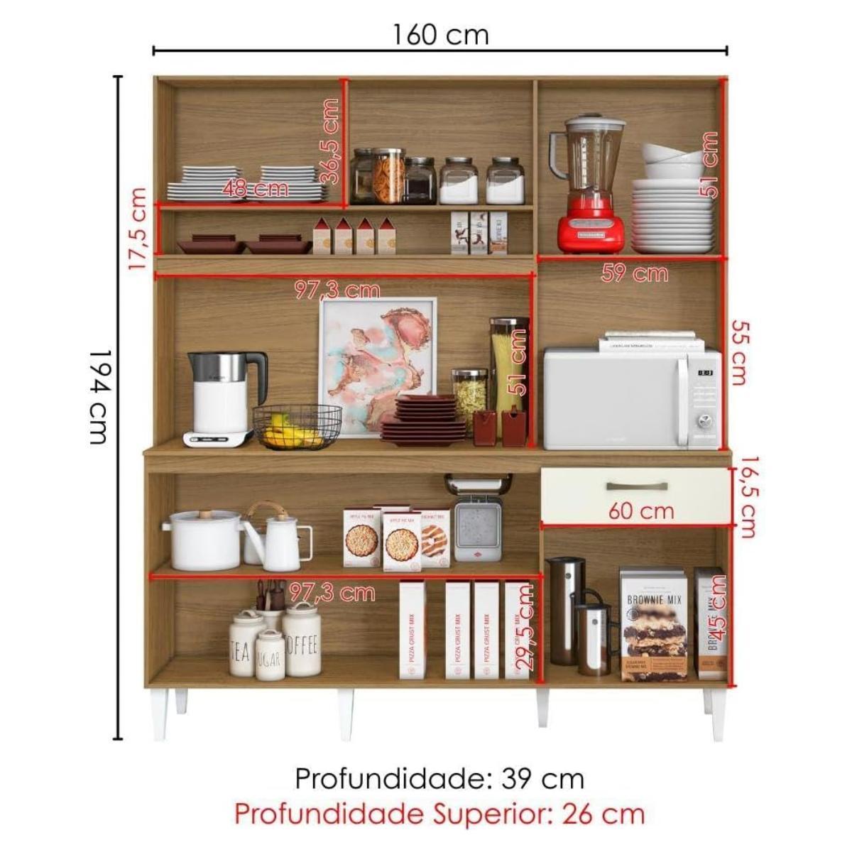 Armário de Cozinha Imperial 5 Portas 1 Porta Basculate 1 Gaveta