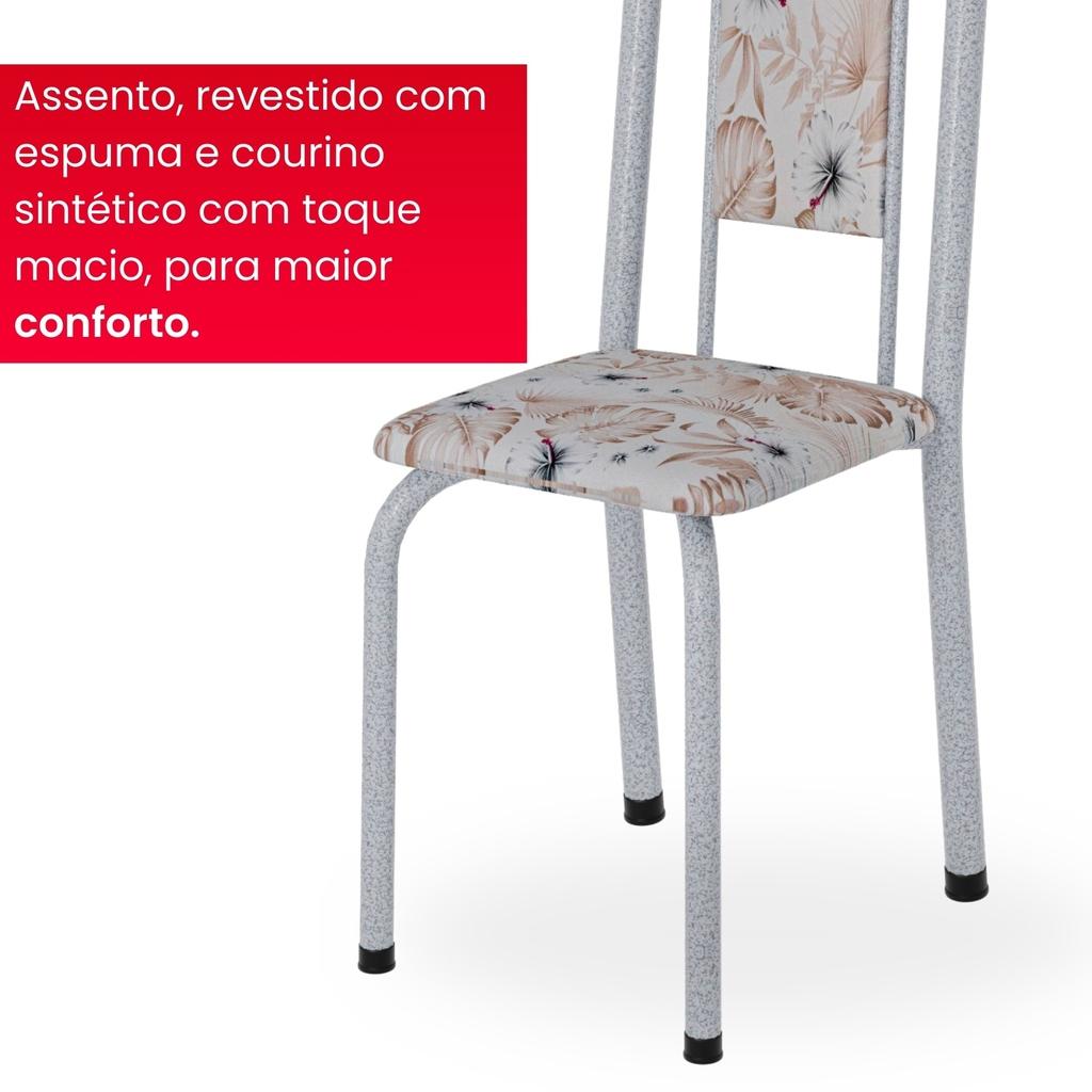 Conjunto de Mesa Tubular Mart Perola 4 Cadeiras 120x75cm – Tampo Granito Ocre | Letícia 070