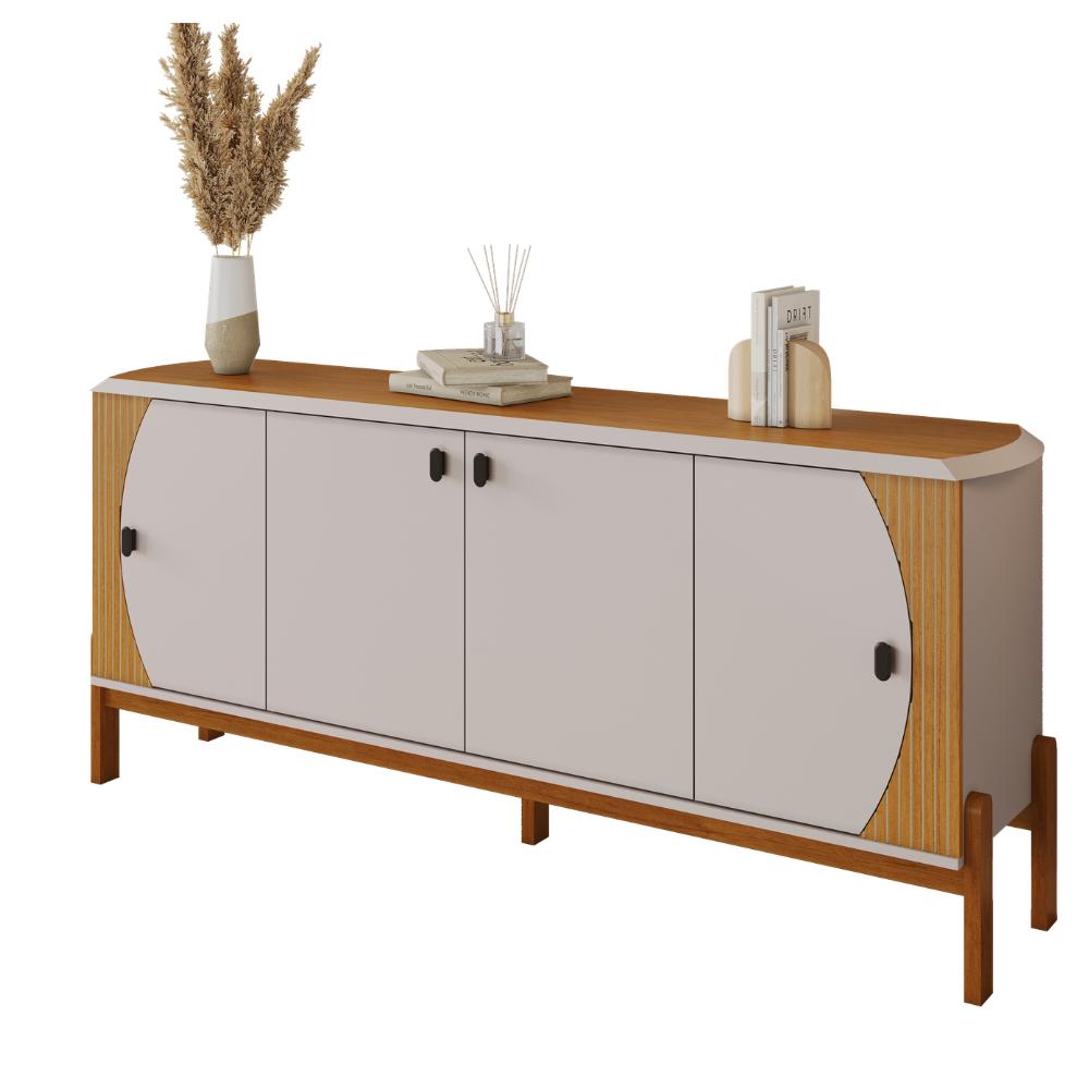 Buffet Heras 181 cm | 4 Portas, Pés de Madeira e Detalhe Frisado