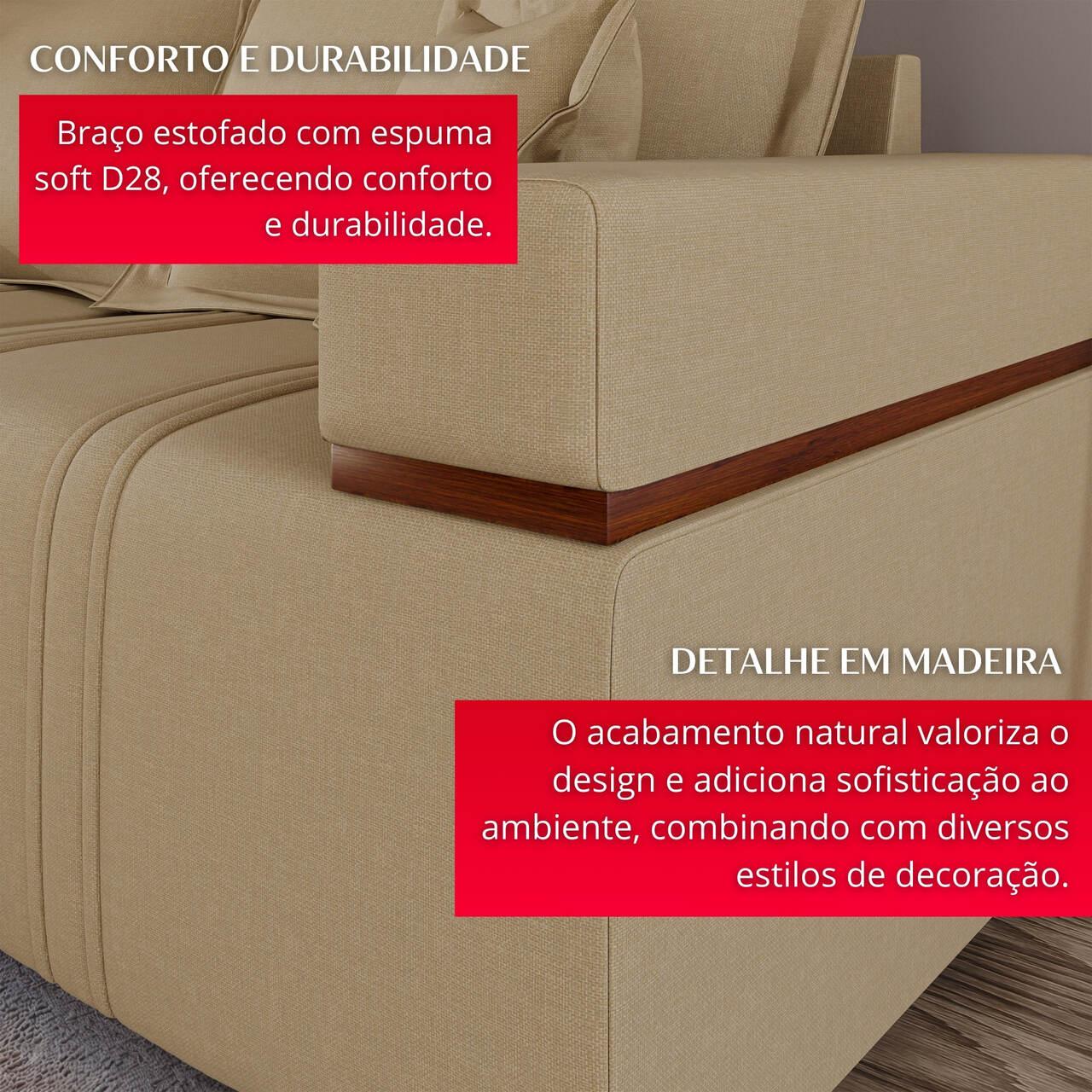 Sofá 2 Lugares Bellagio 2,00m | Revestimento Linho | Castor