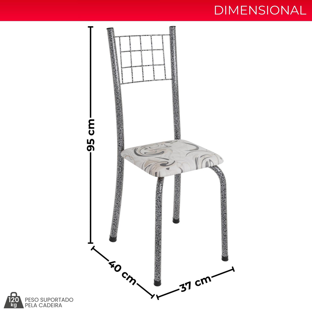 Kit 6 Cadeiras Mel | Aço + Assento Estofado Couríssimo | Até 120kg