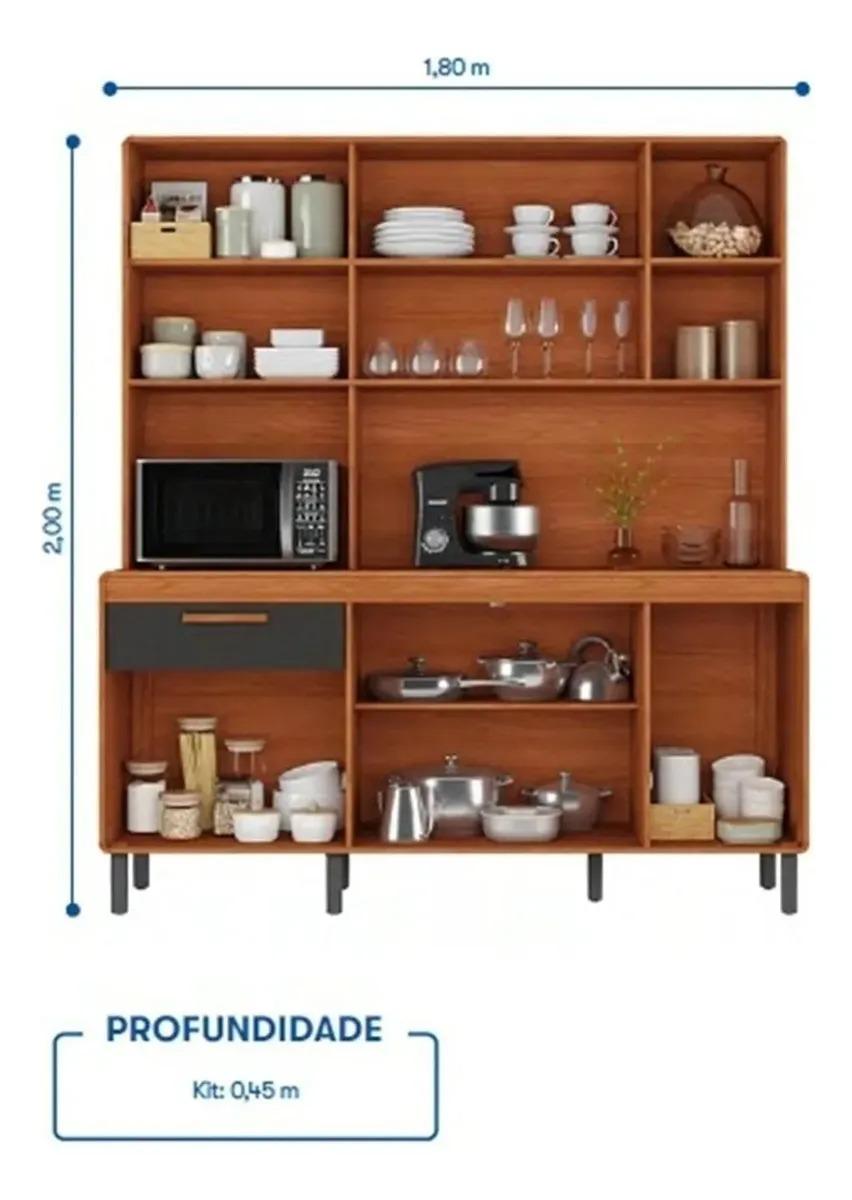 Cozinha Compacta 5 Portas 1 Gaveta 180cm Com Nicho Dunas - Itatiaia