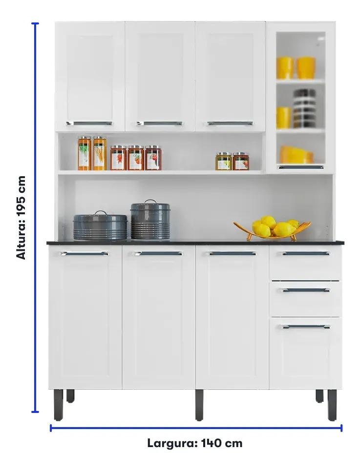 Cozinha Compacta Branco em Aço 8 Portas 2 Gavetas Florença- Itatiaia