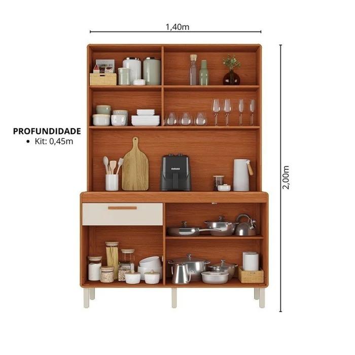 Cozinha Compacta 5 Portas 1 Gaveta 140cm Com Nicho Dunas - Itatiaia