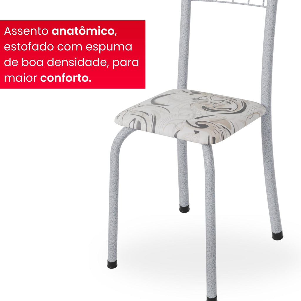 Kit 6 Cadeiras Mel | Aço + Assento Estofado Couríssimo | Até 120kg