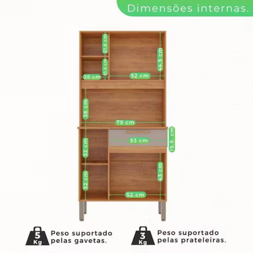 Armário de Cozinha Safira 3 Portas e 1 Gaveta